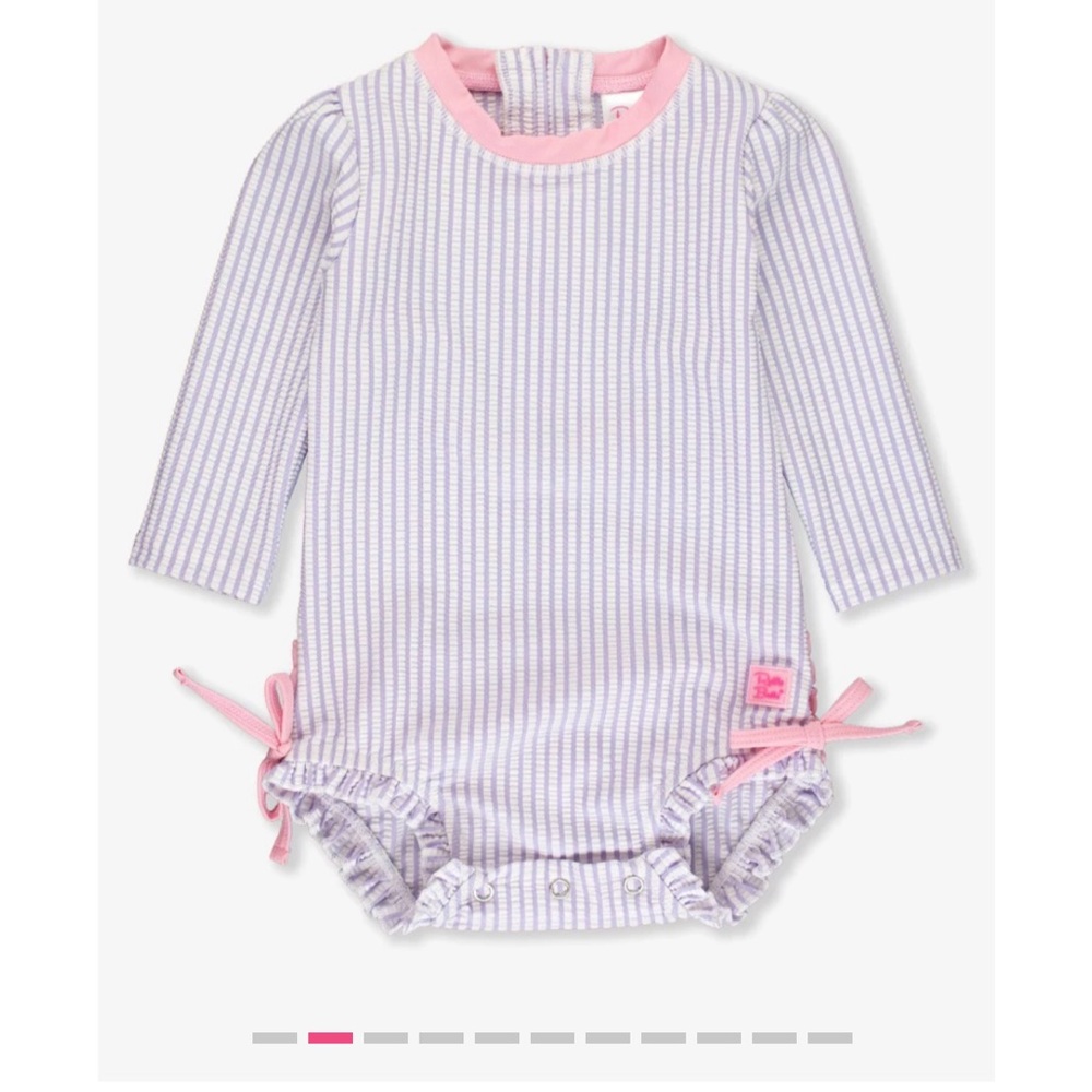 Ruffle Butts baby girl swimsuit — striped